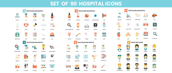 Fototapeta na wymiar Hospital icons set for business