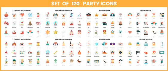 Party icons set for business