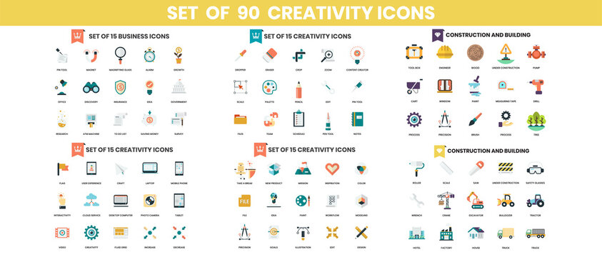 Creativity Business icons set for business