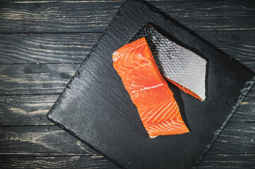 Red fish. Fillet of red fish. Salmon fillets