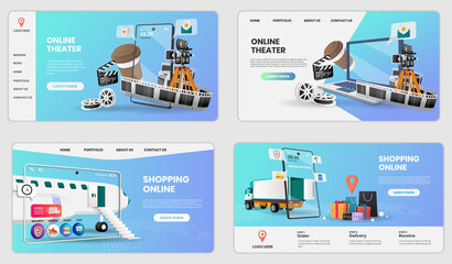 Vector illustration of online Cinema service concept suitable for banner application and home page.