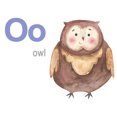 o letter set of animals alphabet illustration owl