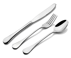 Spoon, fork and knife isolated