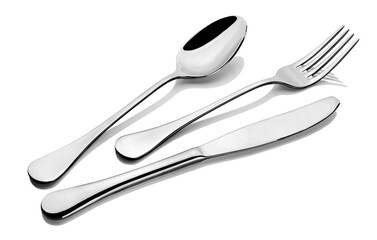 Spoon, fork and knife isolated