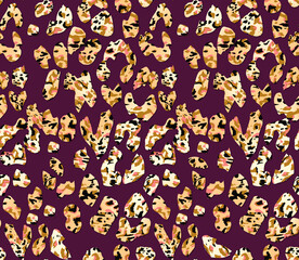 Obraz premium Seamless Dotted Textured Leopard Pattern Brush Strokes Trendy Colors Perfect for Textile Print Designs