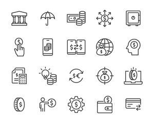 set of money icon, finance, currency, banking, cash