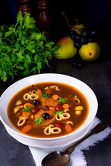 Czerninaa with noodles is a traditional Polish soup