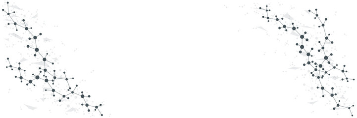 Structure molecule and communication. Dna, atom, neurons. Scientific concept for your design. Connected lines with dots. Medical, technology, chemistry, science background. Vector illustration.