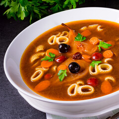 Czerninaa with noodles is a traditional Polish soup
