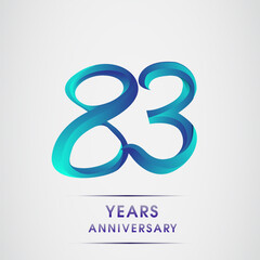 83rd Anniversary celebration logotype blue colored isolated on white background. Design for invitation card, banner and greeting card