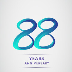 88th Anniversary celebration logotype blue colored isolated on white background. Design for invitation card, banner and greeting card