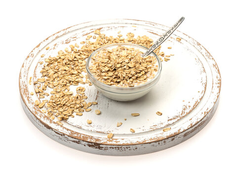 Oatmeal In A Glass Bowl On A Wooden Substrate