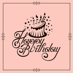 Obraz na płótnie Canvas happy birthday card design with cake isolated on pink background