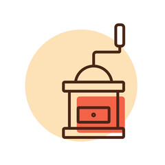 Classic coffee grinder in wooden case vector icon