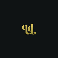 Creative modern elegant trendy unique artistic ribbon QD DQ Q D initial based letter icon logo.