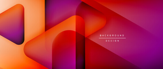 Triangle shapes geometric abstract background. 3D shadow effects and fluid gradients. Modern overlapping forms wallpaper for your text message