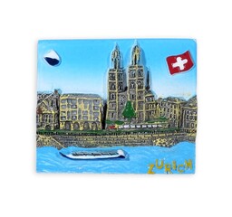  Souvenir (magnet) from Zurich (Switzerland) isolated on white background
