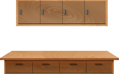 wooden tabble and wooden cabinet  in the white kidchen