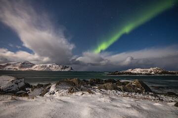 Norwegen Lofoten Polarlichter in Ramberg (aurora borealis)
