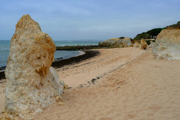 Praia Da Gale Beach spectacular rock formations on the Algarve coast Portugal