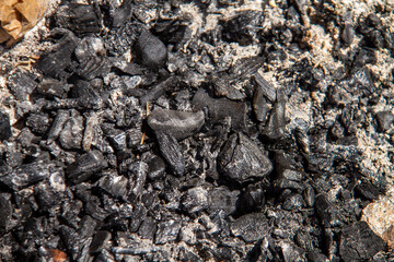 Background texture. Charcoal left after the fire.