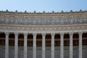 Fototapeta premium View of columns of Altar of the Fatherland at Piazza Venezia in Rome