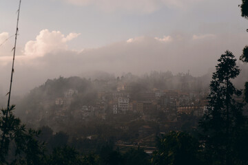 Naklejka premium fog in the mountains