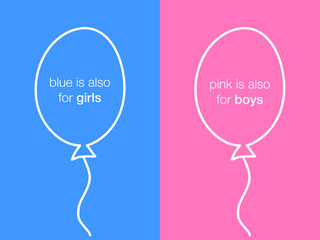 Boys and Girls Colours Breaking Stereotypes. Gender Neutral Parenting Minimalist Vector Illustration