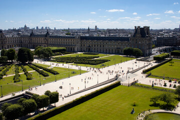 Aerial view of Jardin De Tuileries in Paris