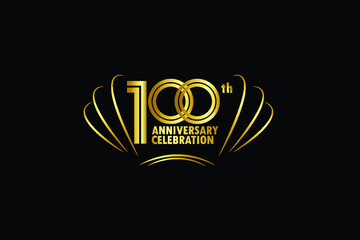 100 year anniversary celebration logotype. anniversary logo with golden and Spark light white color isolated on black background, vector design for celebration, invitation card greeting card-Vector