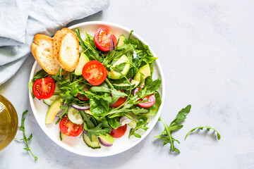 Green salad from leaves and vegetables.
