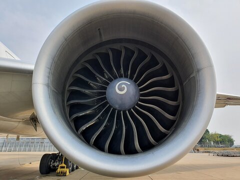 closeup of the jet engine