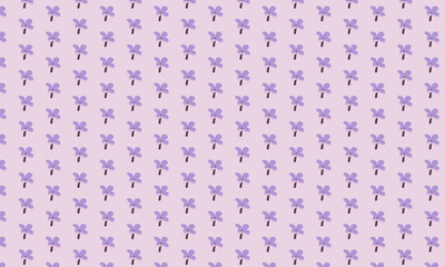 Lilac Flowers Seamless Pattern Purple Petals Summer Trend Colors on Lavender Background