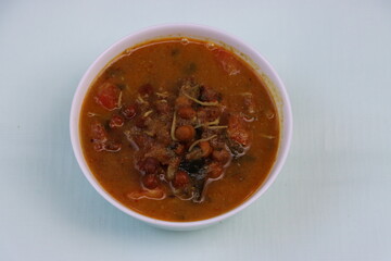 Sprouted kala chana curry, germinated chickpea gravy, Indian food