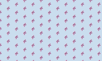Lilac Flowers Seamless Pattern Purple Petals Summer Trend Colors on Blue Background