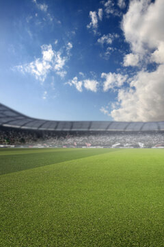 Football stadium and cloudy sky, 3d render