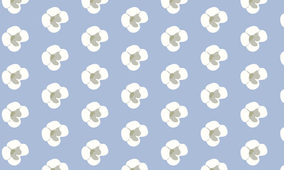 Lilac Flowers Pattern White Petals Summer Trend Colors on Grey Blue Background
