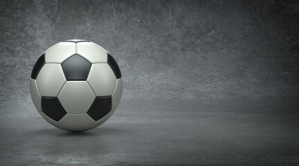 Football on concrete background, 3d render