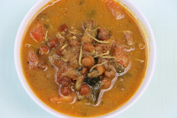 Sprouted kala chana curry, germinated chickpea gravy, Indian food