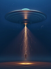 Ufo, kidnaping phenomenon, 3d rendering © efks