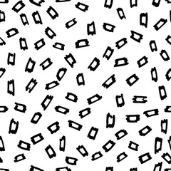 Abstract black and white background with grunge hand drawn element. Geometric seamless pattern for wallpaper, web page, textures, fabric, textile. Decorative vector illustration.