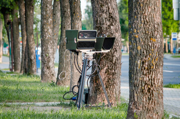 Camera of fixing of violation of traffic regulations. Portable Camera Video Recording Speed...