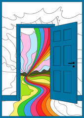Door to the Fairy World, Fantasy Landscape, Original Color Outdoor Illustration 