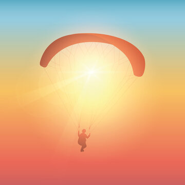 paragliding in sunny colorful sky vector illustration EPS10