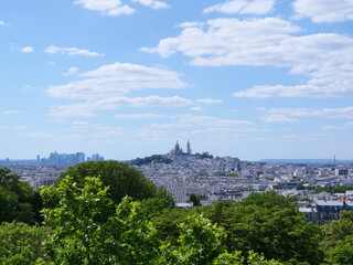 Fototapeta na wymiar A panoramic view above Paris and Montmartre.