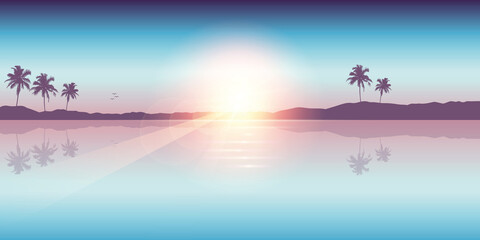 Fototapeta na wymiar paradise palm beach landscape summer background vector illustration EPS10