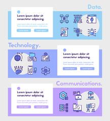 Vector color linear icon of datum banner set