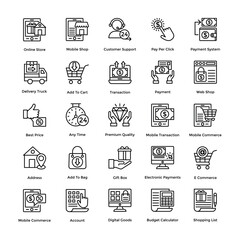 Shopping Line Icons Vector Set 