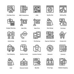 Collection Of Line Icons of Shopping