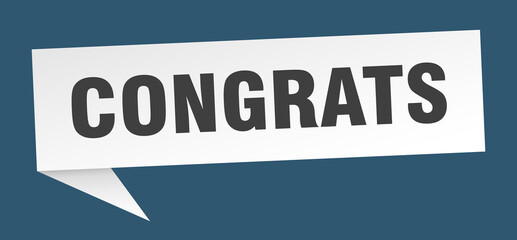 congrats banner. congrats speech bubble. congrats sign